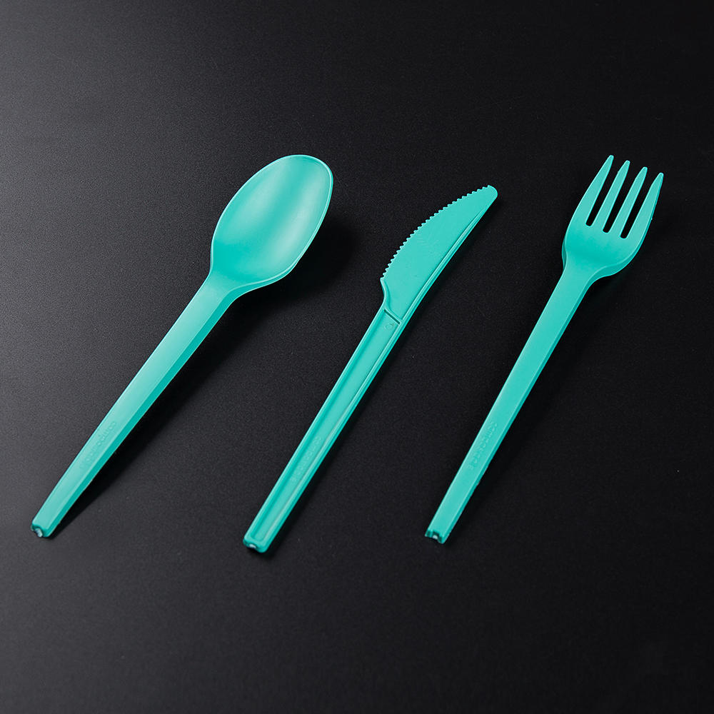 6.5' compostable CPLA cutlery kit (knife, fork & spoon in a bio film)