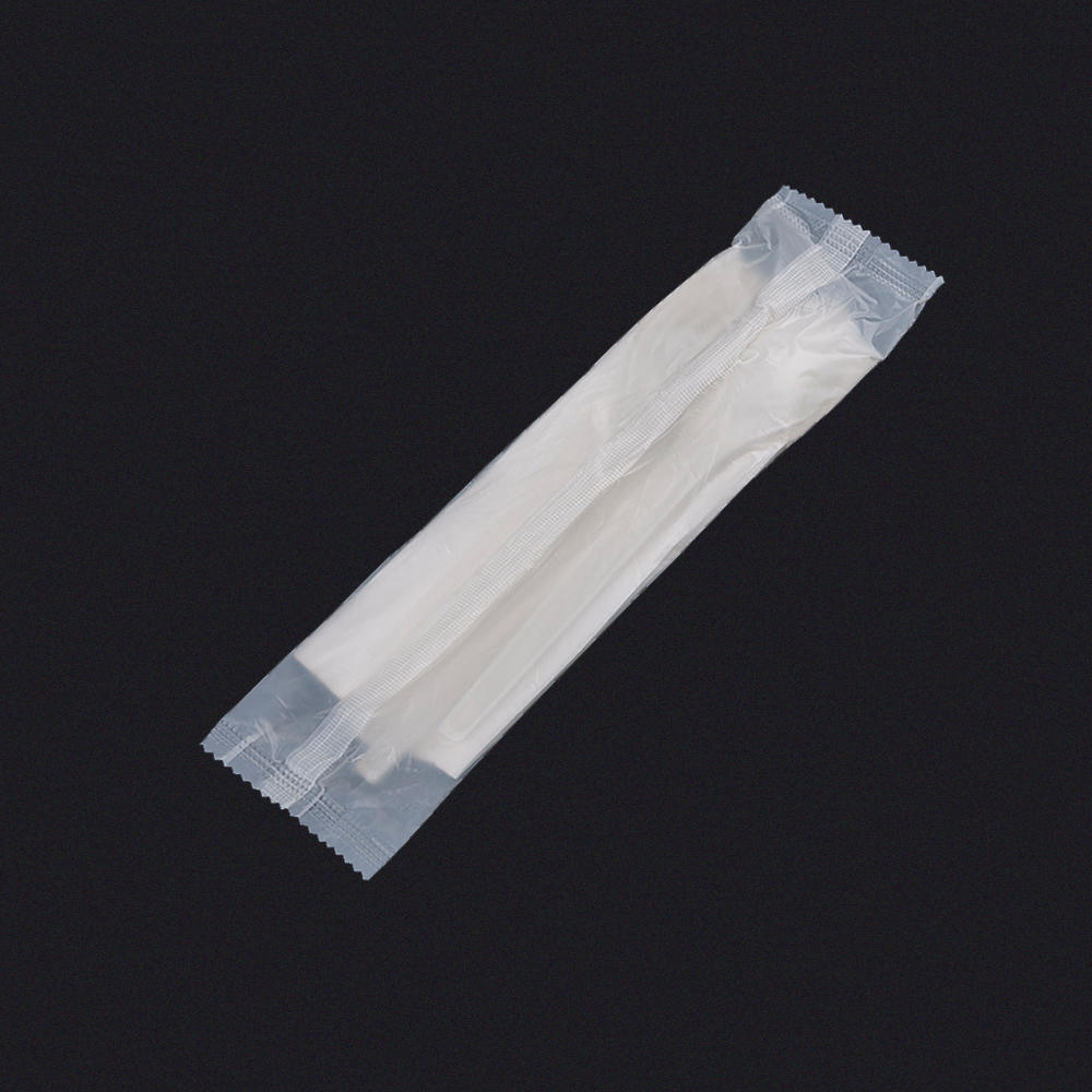 7' CPLA Individual wrapped fork (compostable semi-transparent  bag，with napkin)
