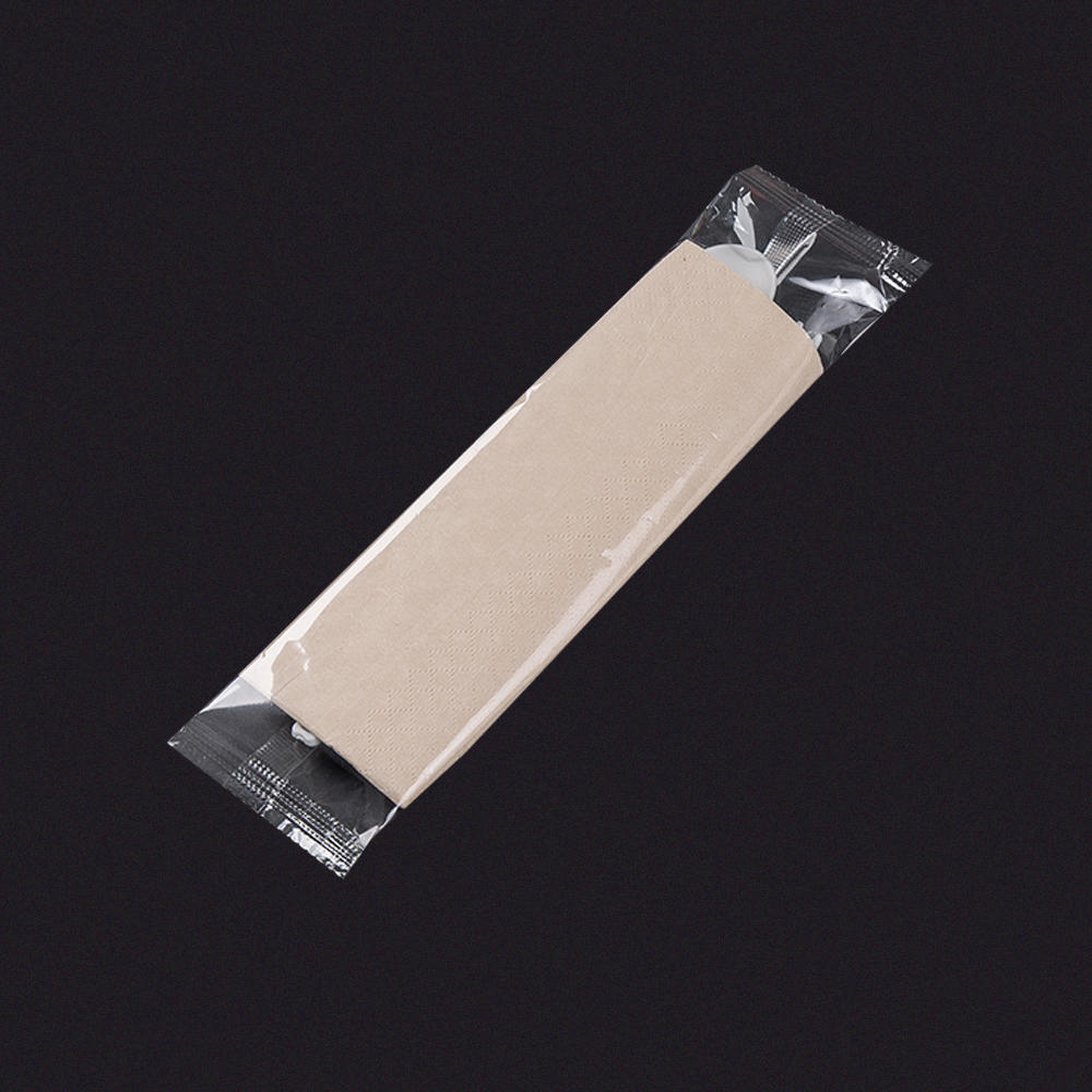 7' CPLA Individual wrapped spoon (PLA clear bag ，with napkin)