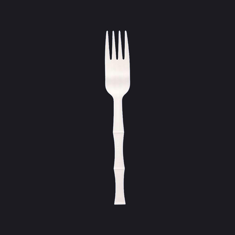 6.5' CPLA compostable fork with bamboo shape handle