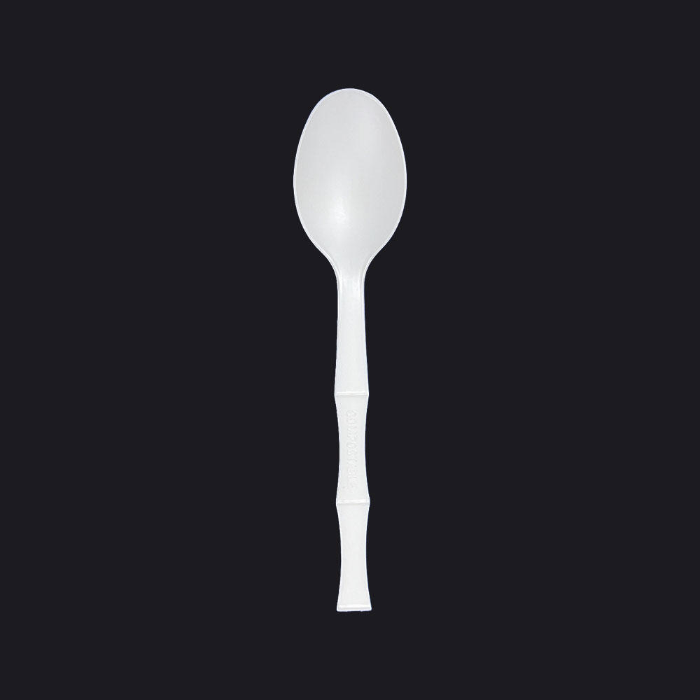 6.5' CPLA compostable spoon with bamboo shape handle