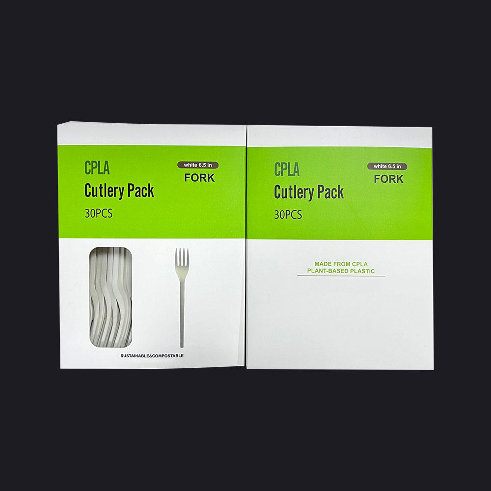 CPLA compostable fork pack for retail